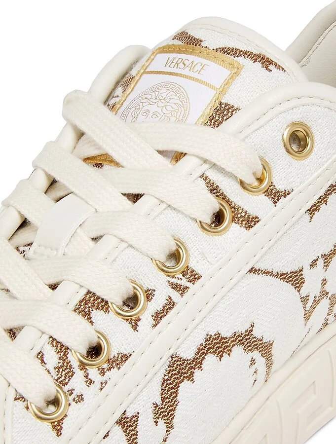 Women's Logo Floral Jacquard Sneakers - Gold Multi - Size 5 - Image 10