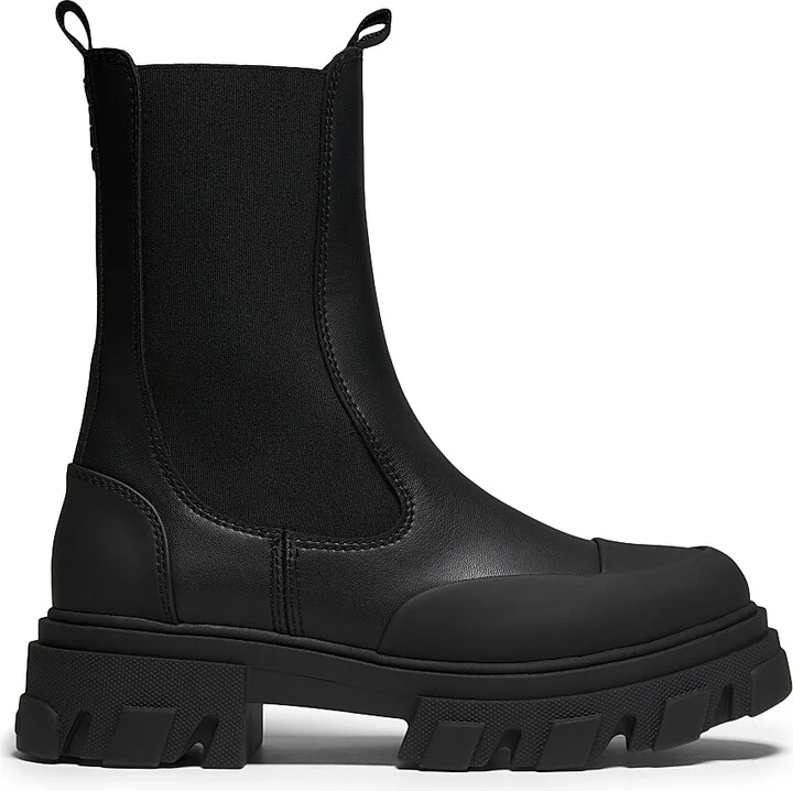 Women's Logo Leather Chelsea Boots - Black - Size 5