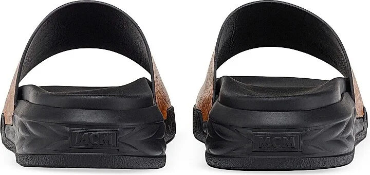 Women's Logo-Printed Canvas Slides - Cognac - Size 12 Sandals - Image 3
