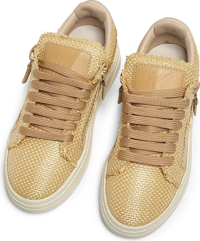 Women's Logo Raffia Sneakers - Naturale - Size 5 - Image 4