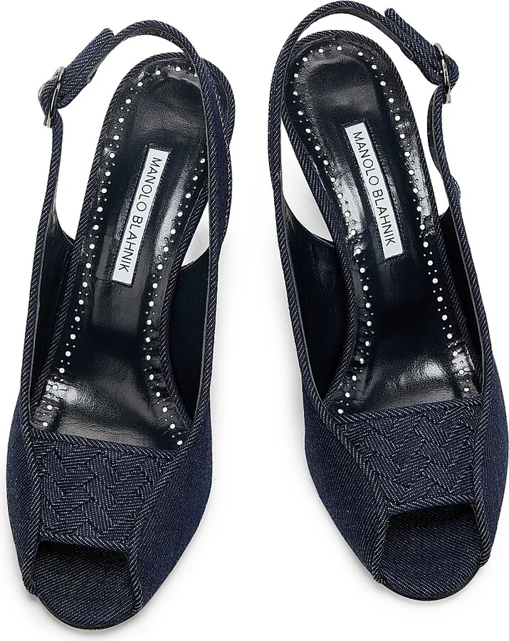 Women's Lonike Denim Slingback Pumps - Grey - Size 5 - Image 4
