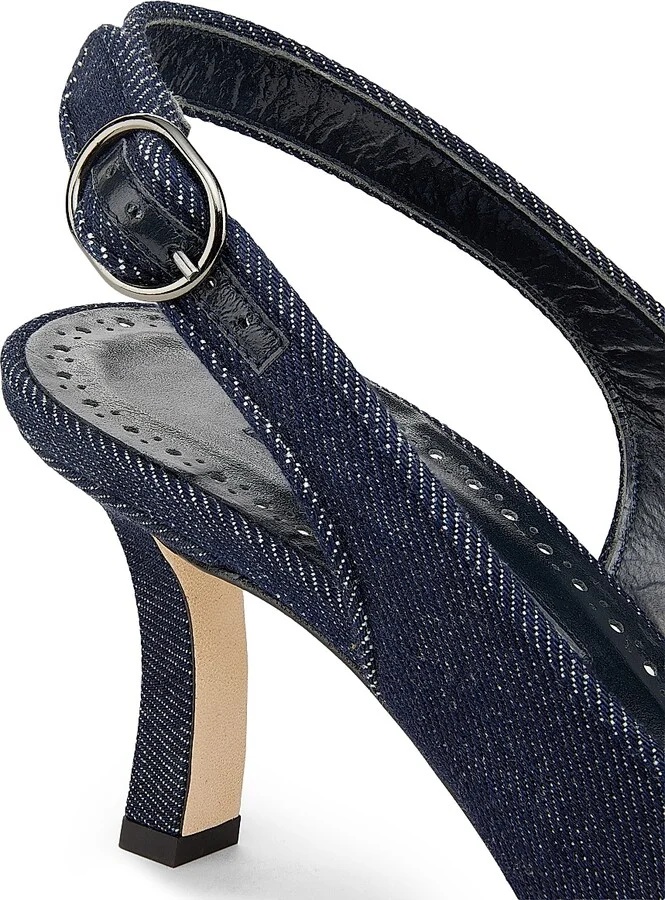 Women's Lonike Denim Slingback Pumps - Grey - Size 5 - Image 5