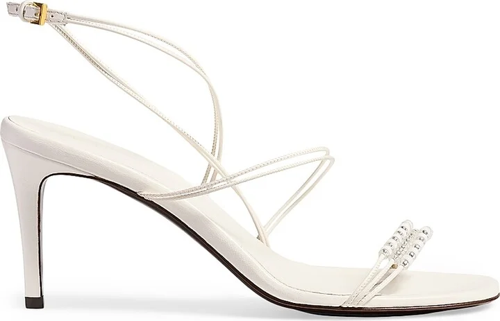 Women's Loop 75MM Bead-Embellished Sandals - Optic White - Size 6.5