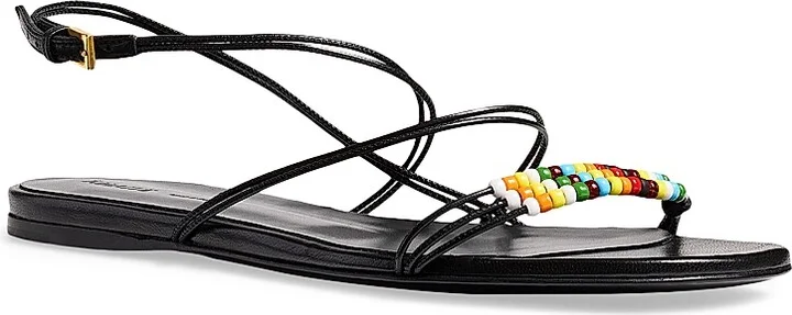 Women's Loop Bead-Embellished Sandals - Black Multi - Size 9 - Image 2