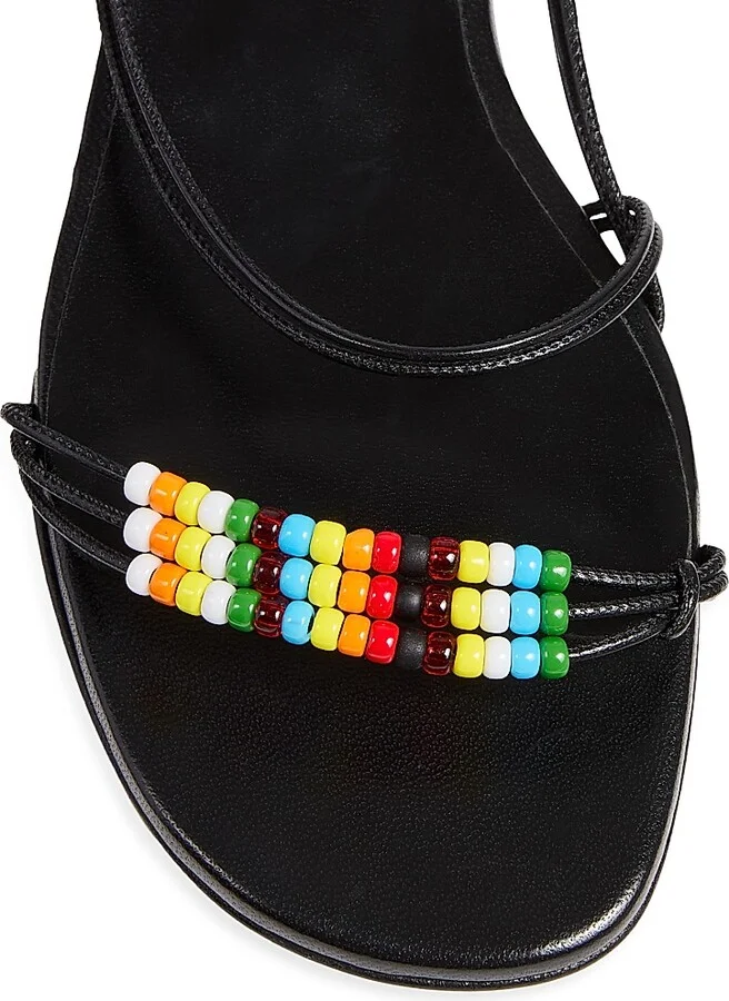 Women's Loop Bead-Embellished Sandals - Black Multi - Size 9 - Image 3
