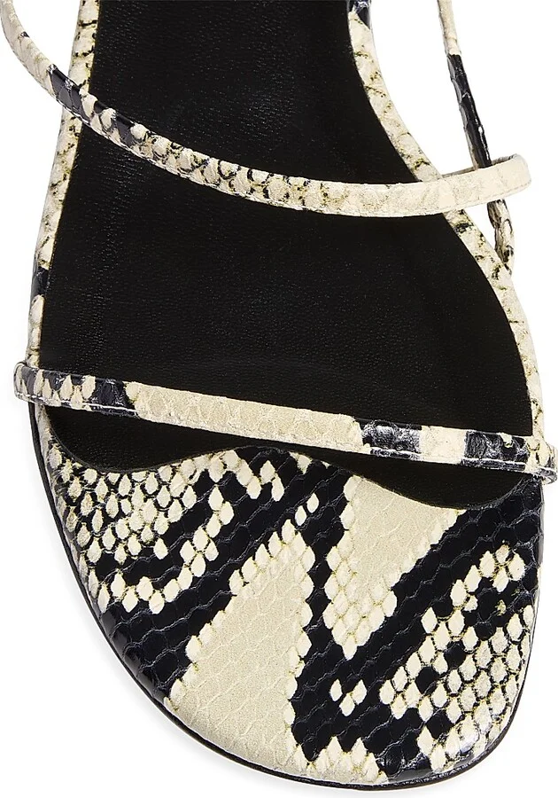 Women's Loop Snake-Embossed Leather Sandals - Natural - Size 7 - Image 3