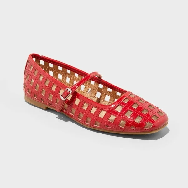 Women's Lorelei Woven Mary Jane Flats with Memory Foam Insole - Wild Fable™ : Buckle Closure, Textured Outsole