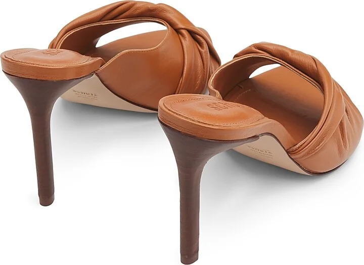 Women's Lori 100MM Gathered Leather Mules - Brown - Size 6 - Image 3