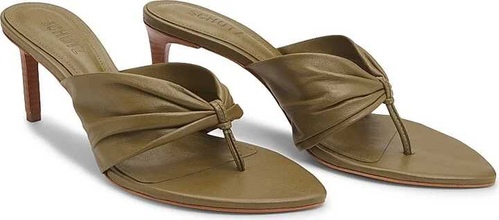 Women's Lori 75MM Gathered Leather Sandals - Matcha - Size 6.5 - Image 2