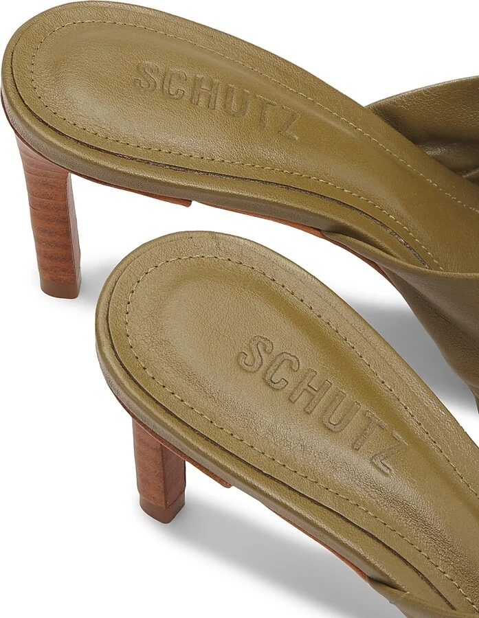 Women's Lori 75MM Gathered Leather Sandals - Matcha - Size 6.5 - Image 5