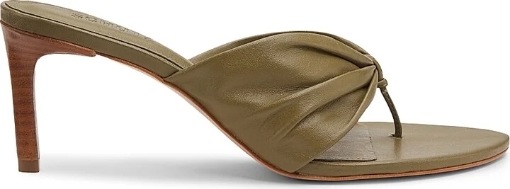 Women's Lori 75MM Gathered Leather Sandals - Matcha - Size 6.5