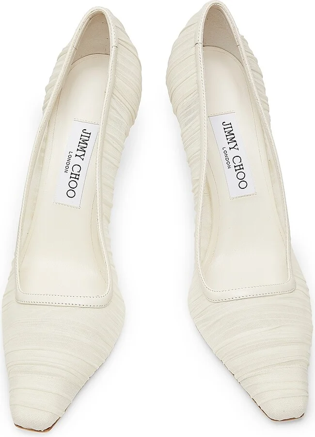 Women's Lotta 100MM Ruched Tulle Pumps - Ivory - Size 6 - Image 4