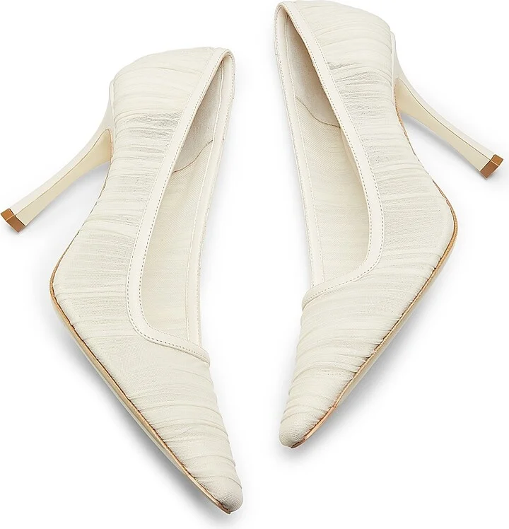 Women's Lotta 100MM Ruched Tulle Pumps - Ivory - Size 6 - Image 6