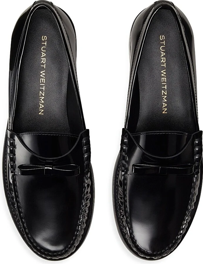 Women's Lottie Bow Leather Loafers - Black - Size 10 - Image 4