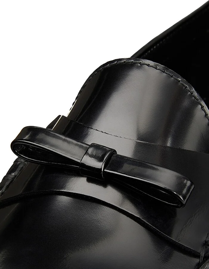 Women's Lottie Bow Leather Loafers - Black - Size 10 - Image 5