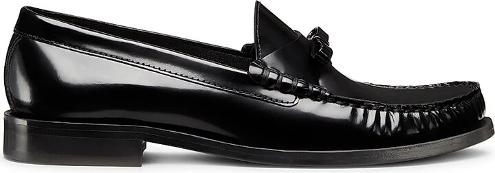 Women's Lottie Bow Leather Loafers - Black - Size 10