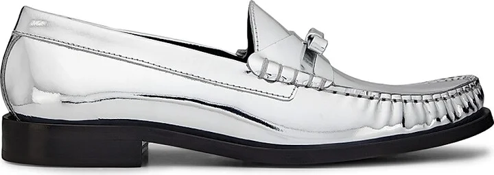 Women's Lottie Bow Leather Loafers - Silver - Size 6