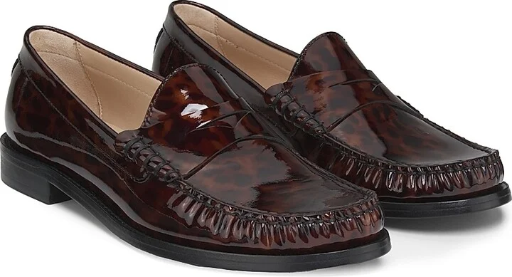Women's Lottie Tortoise Glossy Leather Loafers - Dark Brown - Size 6.5 - Image 2