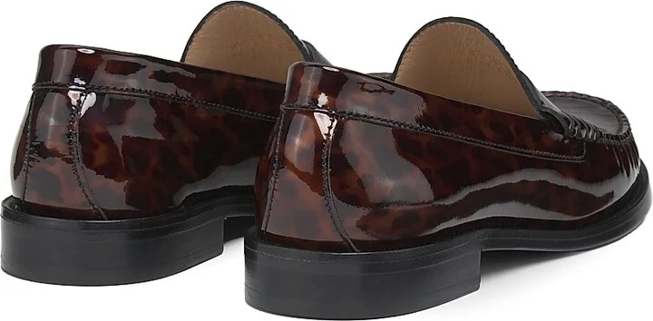 Women's Lottie Tortoise Glossy Leather Loafers - Dark Brown - Size 6.5 - Image 3