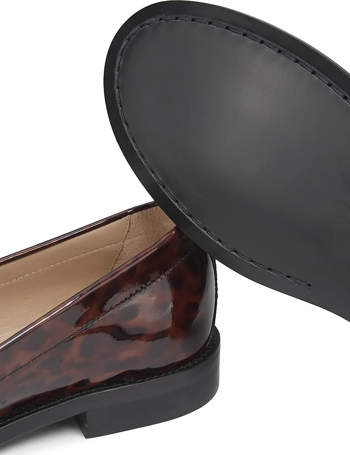 Women's Lottie Tortoise Glossy Leather Loafers - Dark Brown - Size 6.5 - Image 5