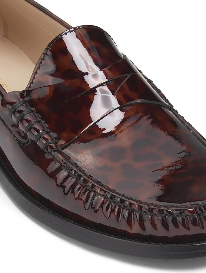 Women's Lottie Tortoise Glossy Leather Loafers - Dark Brown - Size 6.5 - Image 6