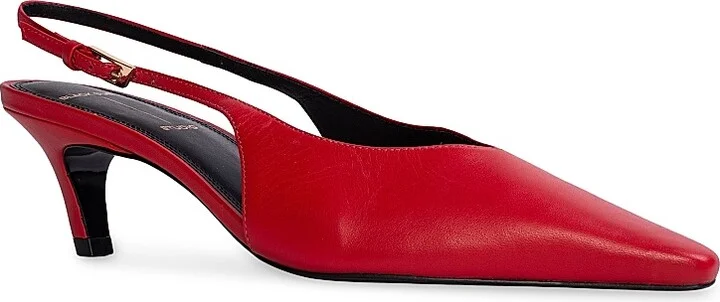 Women's Lou 50MM Slingback Pumps - Cherry Leather - Size 5 - Image 3