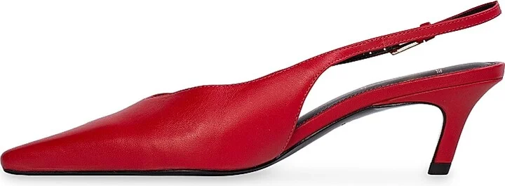 Women's Lou 50MM Slingback Pumps - Cherry Leather - Size 5 - Image 5