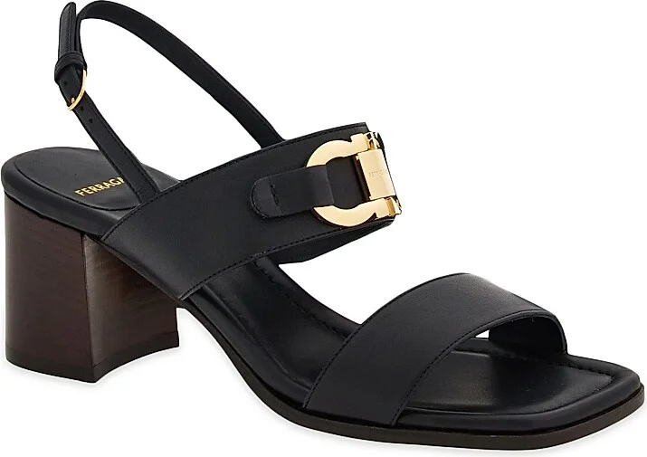 Women's Lou 55MM Leather Slingback Sandals - Nero - Size 7 - Image 2