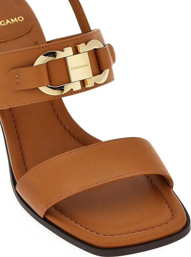 Women's Lou 55MM Leather Slingback Sandals - Nero - Size 7 - Image 9