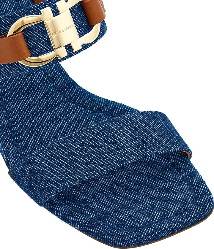 Women's Lou Gancini 55MM Logo Denim Block-Heel Sandals - Denim - Size 7 - Image 5