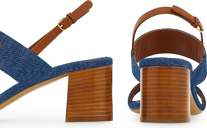 Women's Lou Gancini 55MM Logo Denim Block-Heel Sandals - Denim - Size 7 - Image 6
