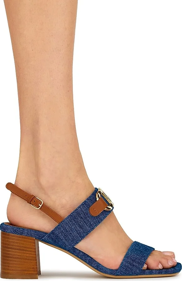 Women's Lou Gancini 55MM Logo Denim Block-Heel Sandals - Denim - Size 7 - Image 7