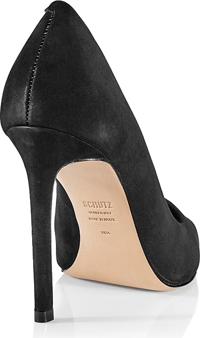 Women's Lou Pointed-Toe Nubuck Pumps - Black - Size 5.5 - Image 3