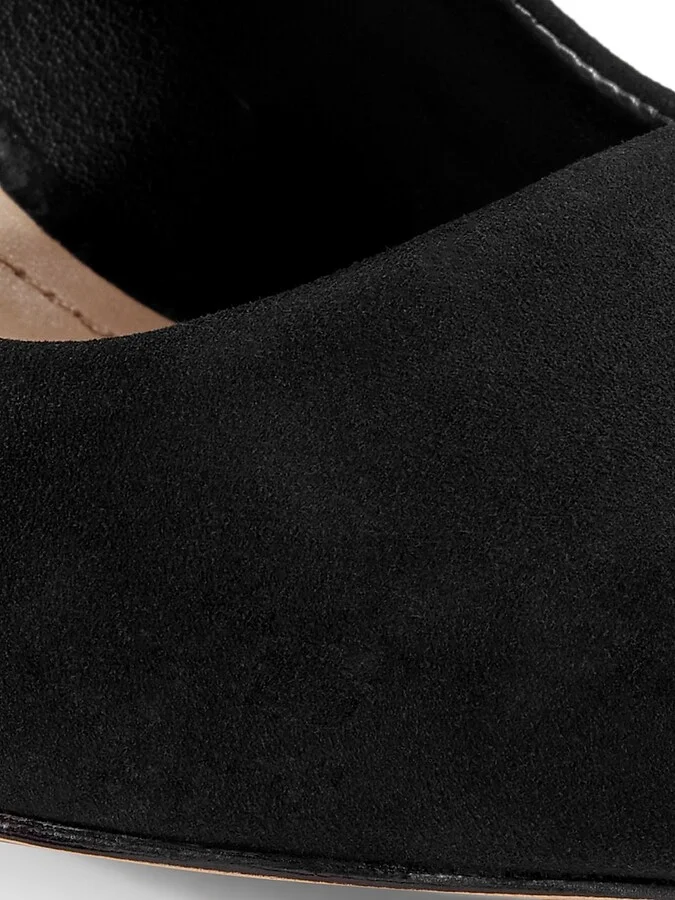 Women's Lou Pointed-Toe Nubuck Pumps - Black - Size 5.5 - Image 6