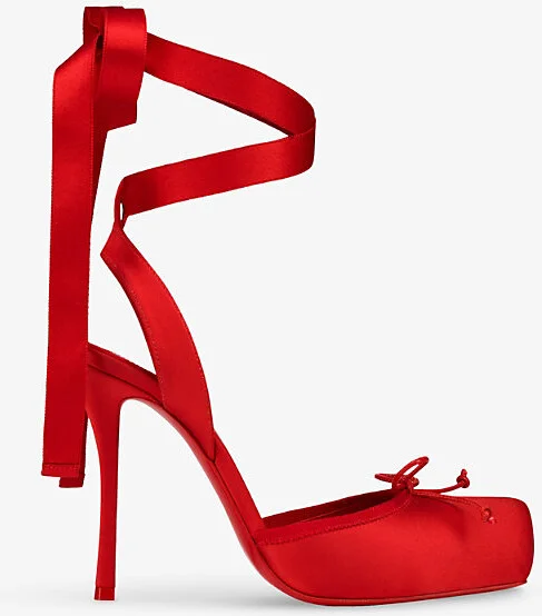 Womens Loubi/Lin Loubi Cassia Lace-Up 100 Crepe Satin Heels Eur 39 / 6 Uk Women