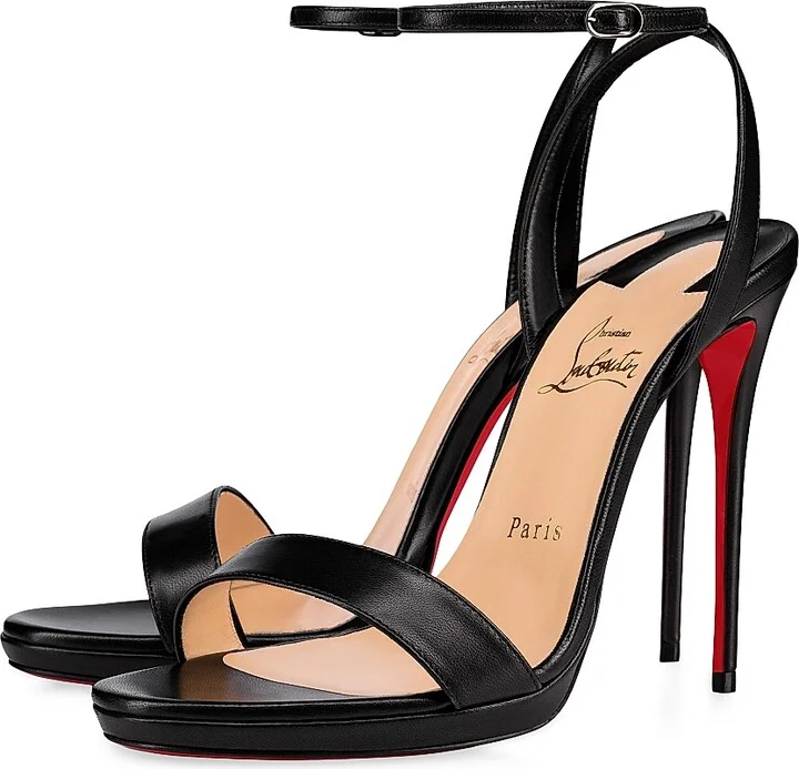 Women's Loubi Queen 120MM Leather Sandals - Black - Size 6.5 - Image 2