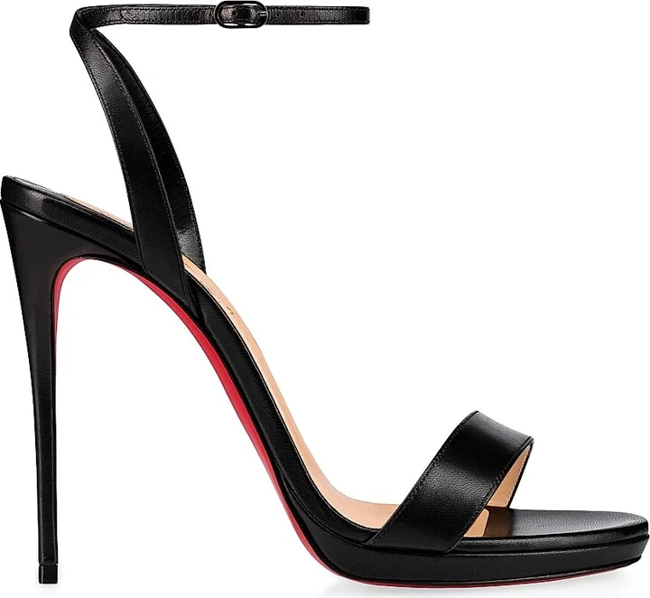 Women's Loubi Queen 120MM Leather Sandals - Black - Size 6.5