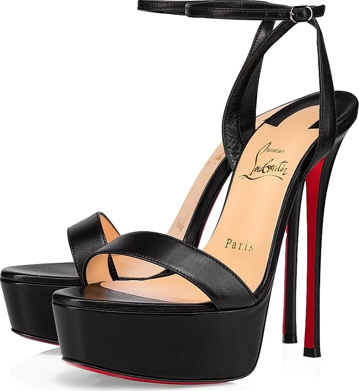 Women's Loubi Queen Alta 150MM Leather Platform Sandals - Black - Size 9.5 - Image 2