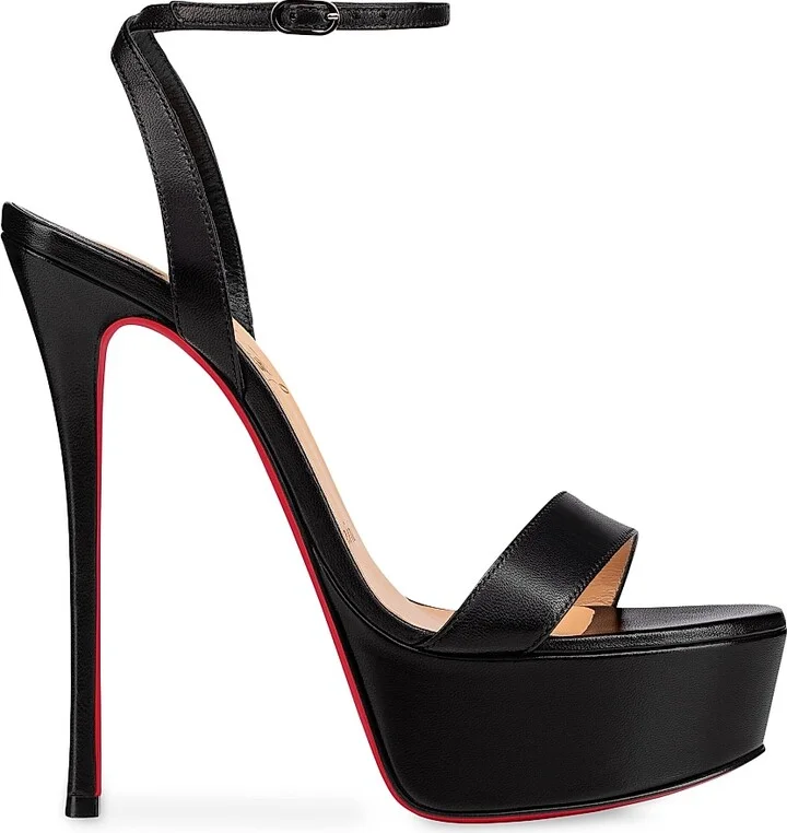Women's Loubi Queen Alta 150MM Leather Platform Sandals - Black - Size 9.5