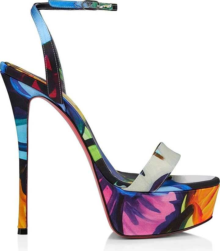 Women's Loubi Queen Alta 150MM Satin Sandals - Size 6