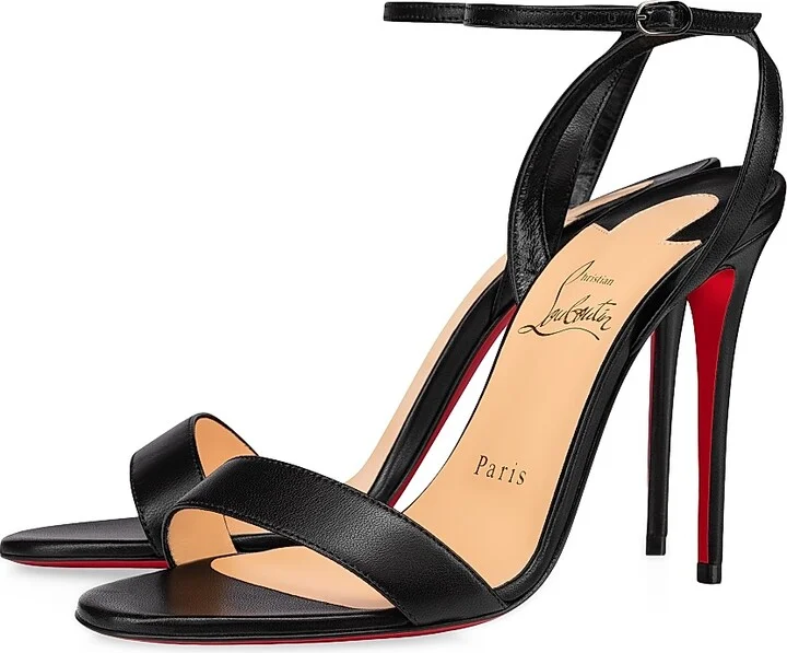 Women's Loubigirl 100MM Leather Sandals - Black - Size 5 - Image 2