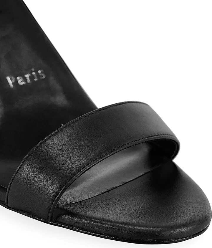 Women's Loubigirl 85MM Leather Sandals - Black - Size 9 - Image 6