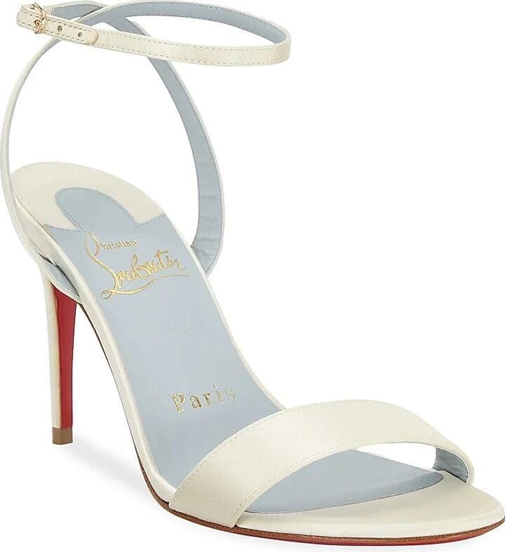 Women's Loubigirl 85MM Satin Sandals - White - Size 9.5 - Image 2