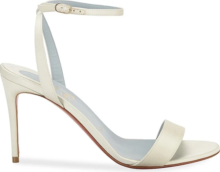 Women's Loubigirl 85MM Satin Sandals - White - Size 9.5
