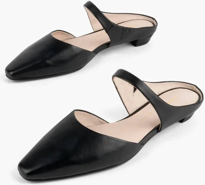 Women's Lourdes Leather Slip On Mule In Black