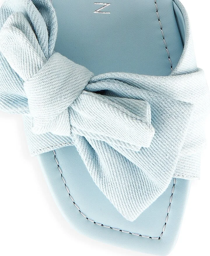 Women's Loveknot Denim Flat Sandals - Blue - Size 5 - Image 4