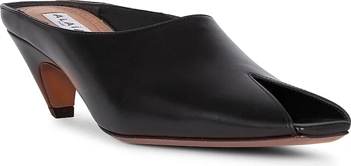 Women's Low 55MM Leather Mules - Noir - Size 6 - Image 2