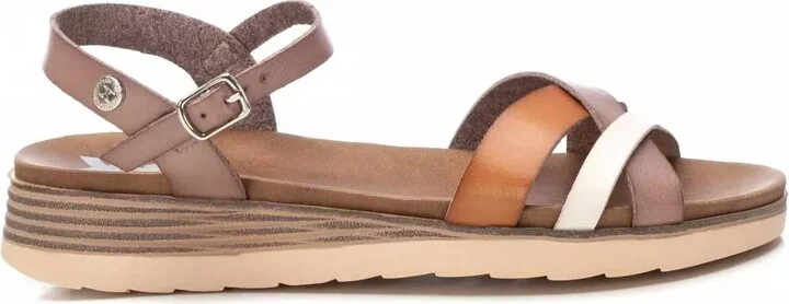 Women's Low Wedge Strappy Sandals In Bronze