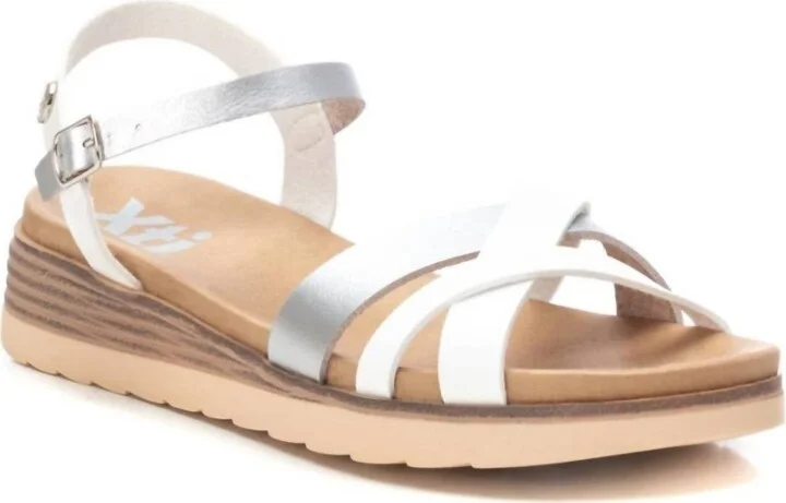 Women's Low Wedge Strappy Sandals In White