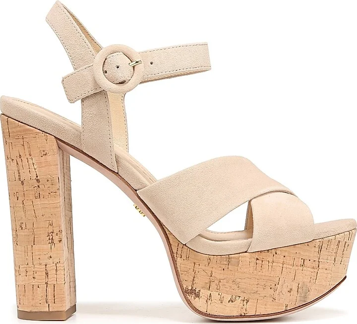 Women's Lucille Cork Suede Platform Sandals - Ecru - Size 10